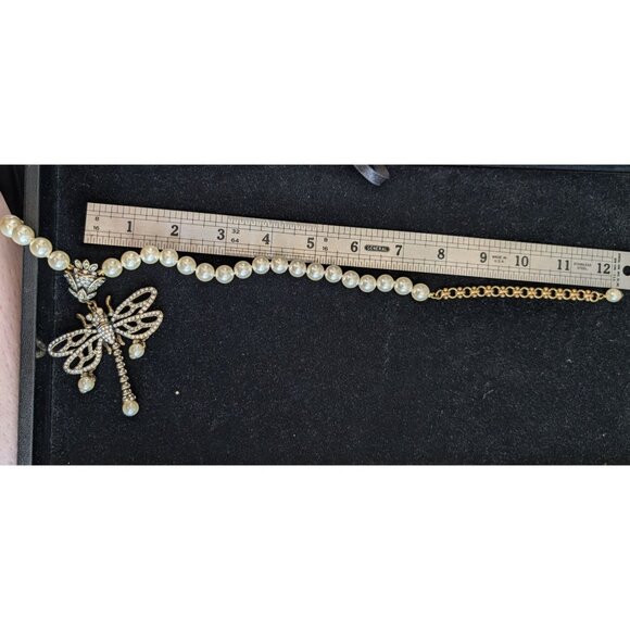 Heidi Daus Pearl Rhinestone Dragonfly Pendant Necklace - Picture 14 of 15
